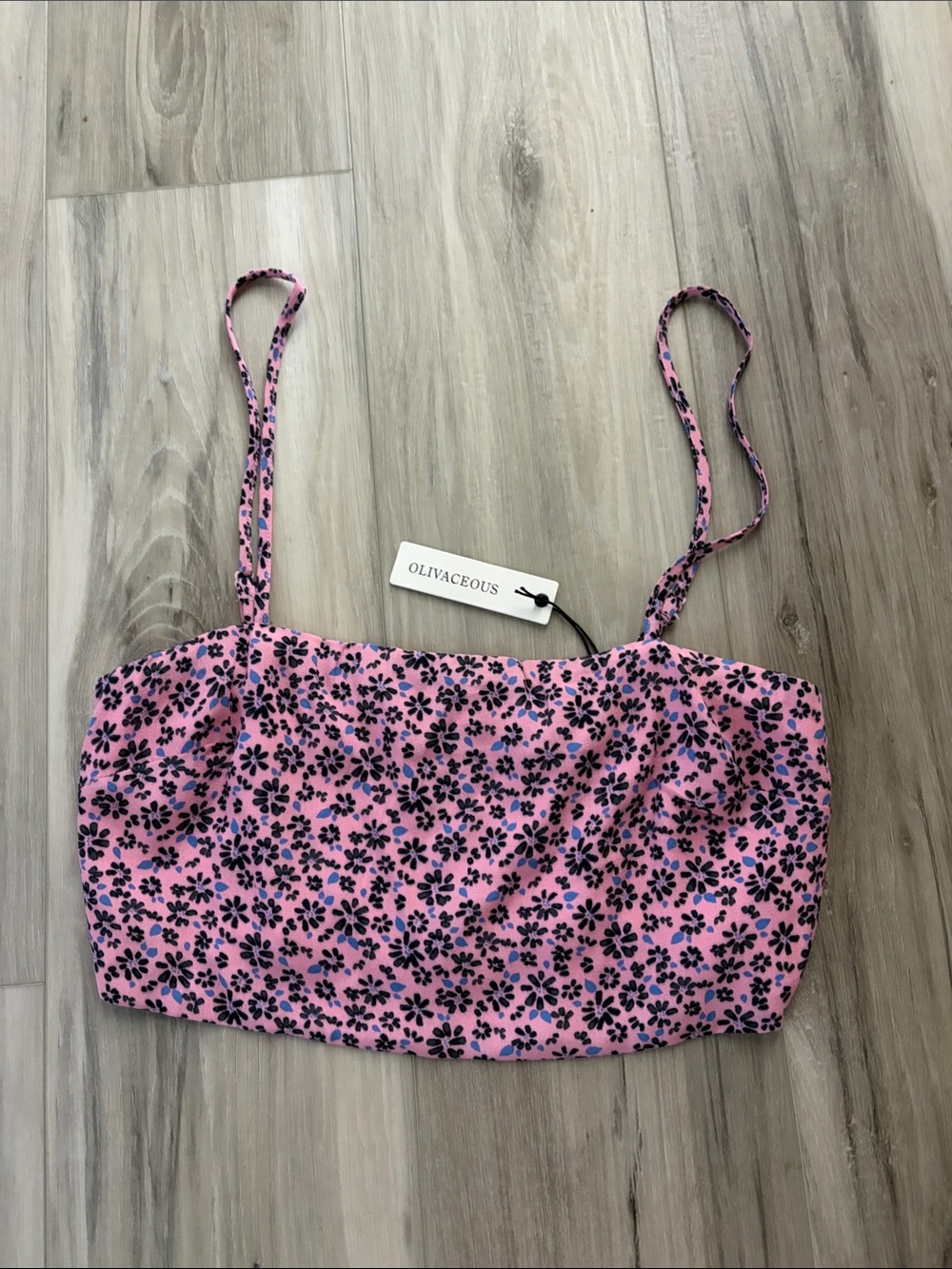 Olivaceous Pink and Black Floral Cami Top